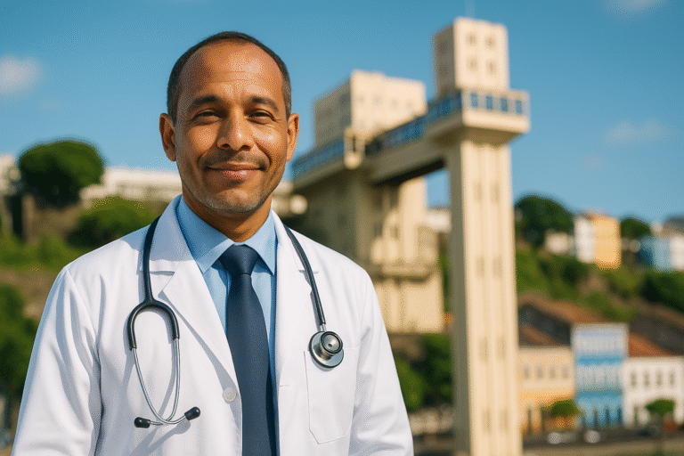Close-up de um profissional liberal em Salvador, aliviado por entender como reduzir impostos ao abrir um CNPJ.