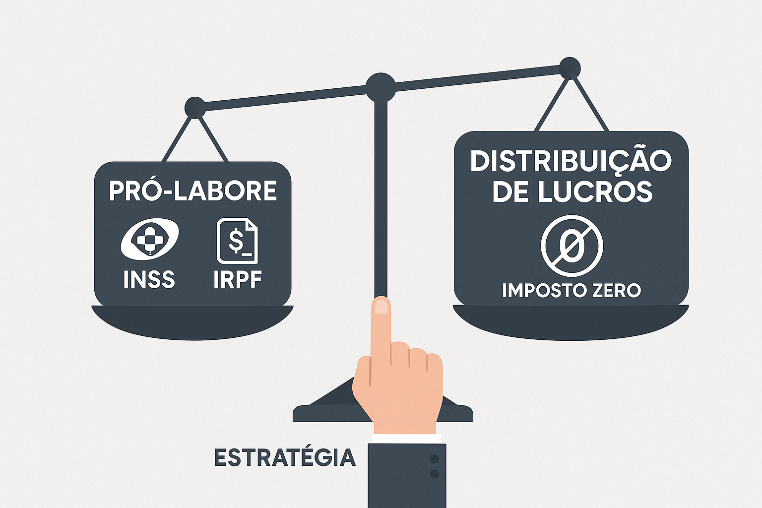 Infográfico comparando as diferenças de impostos e características entre o pró-labore e a distribuição de lucros para sócios de empresas.