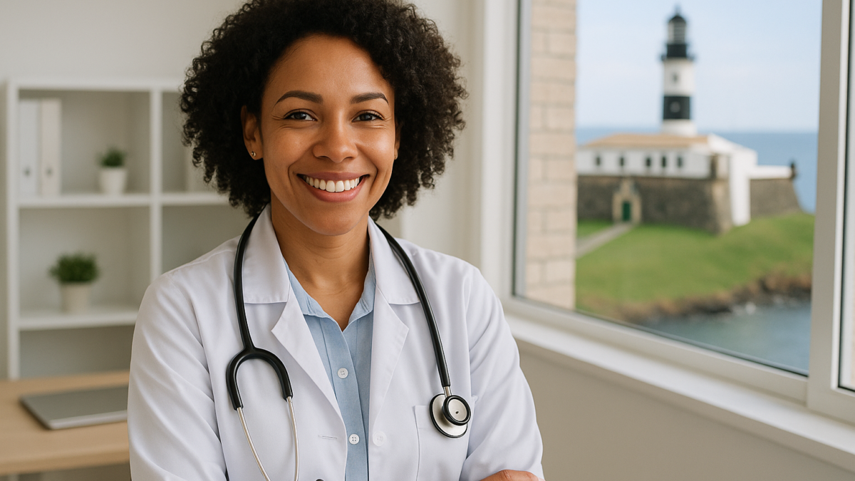 Médico especialista em Salvador, tranquilo com a gestão de seu consultório graças a uma contabilidade especializada.